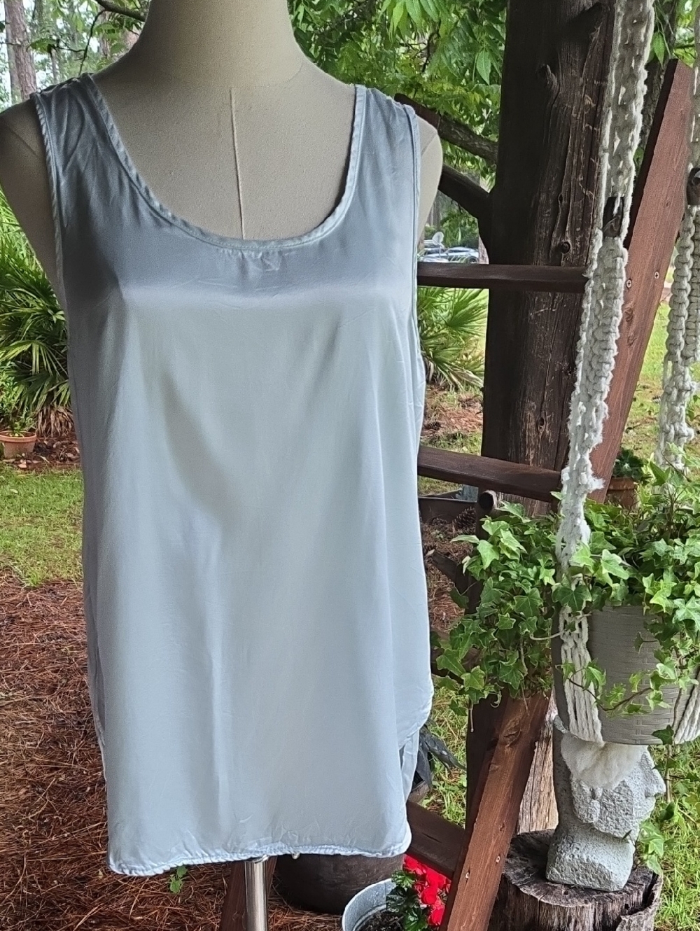 Pj Harlow Jackie Powder Blue Satin Pajama Tank Size Extra Small